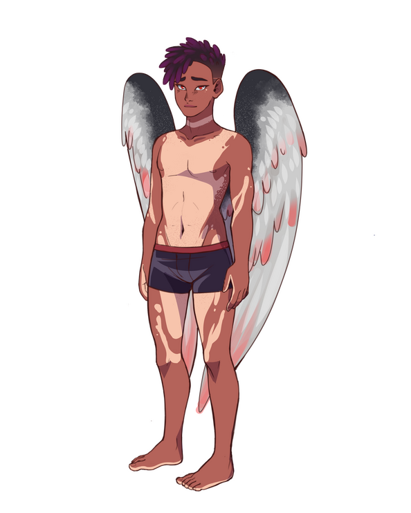 Kaskel in underwear with red feather paint by prettyliminal